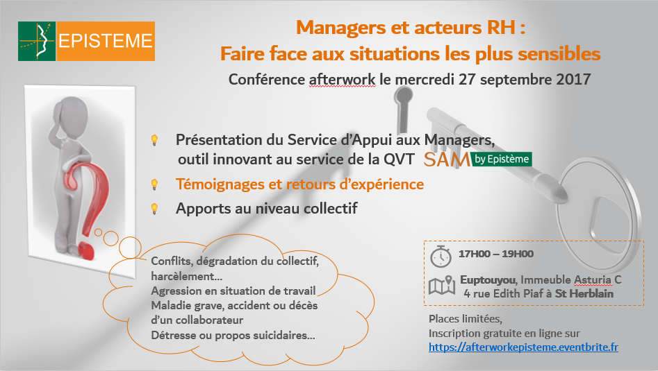 Evènement Epistème à Nantes le 27 septembre « Managers et acteurs RH : Faire face aux situations les plus sensibles »